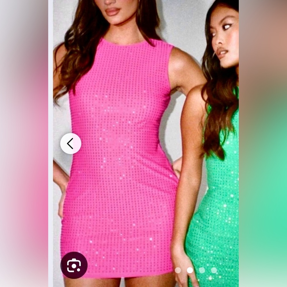 Pink Diamante/Rhinestone Mini Dress by SLA The Label